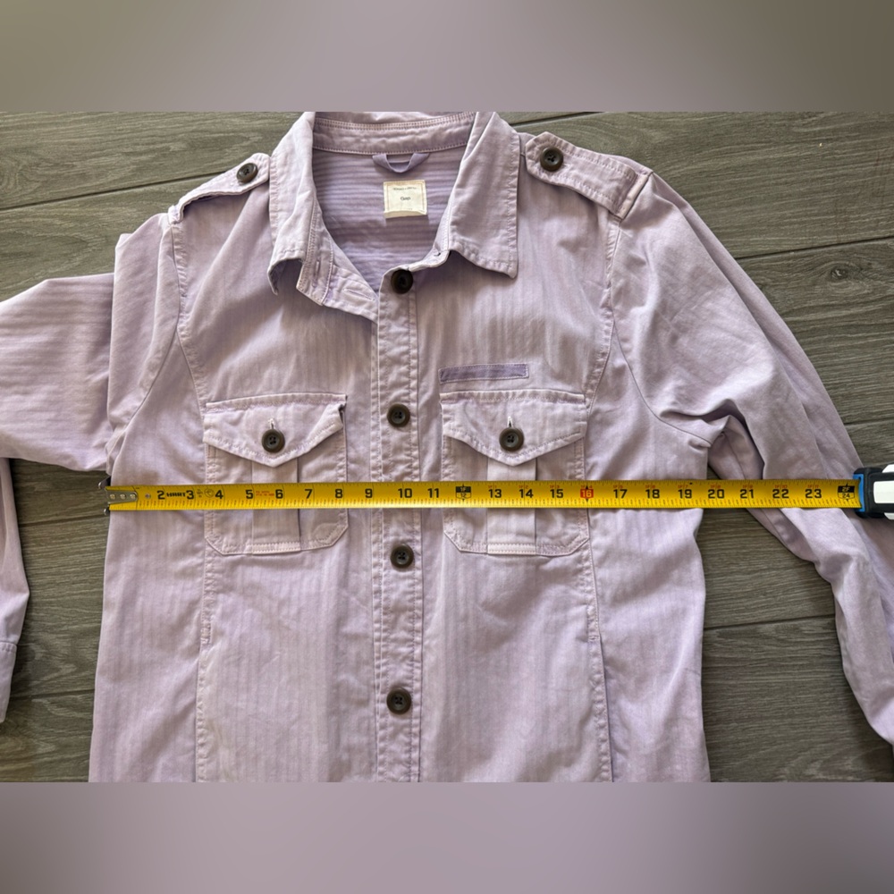 GAP|Pastel Lavender Lilac Button-Front Utility Jacket,Cotton/Canvas size LARGE• - Picture 14 of 14
